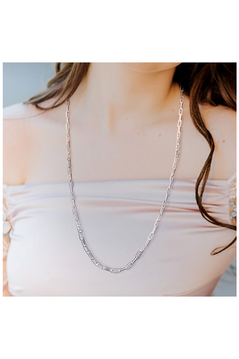 Textured Paper Clip Chain Necklace, Alternate, color, SILVER