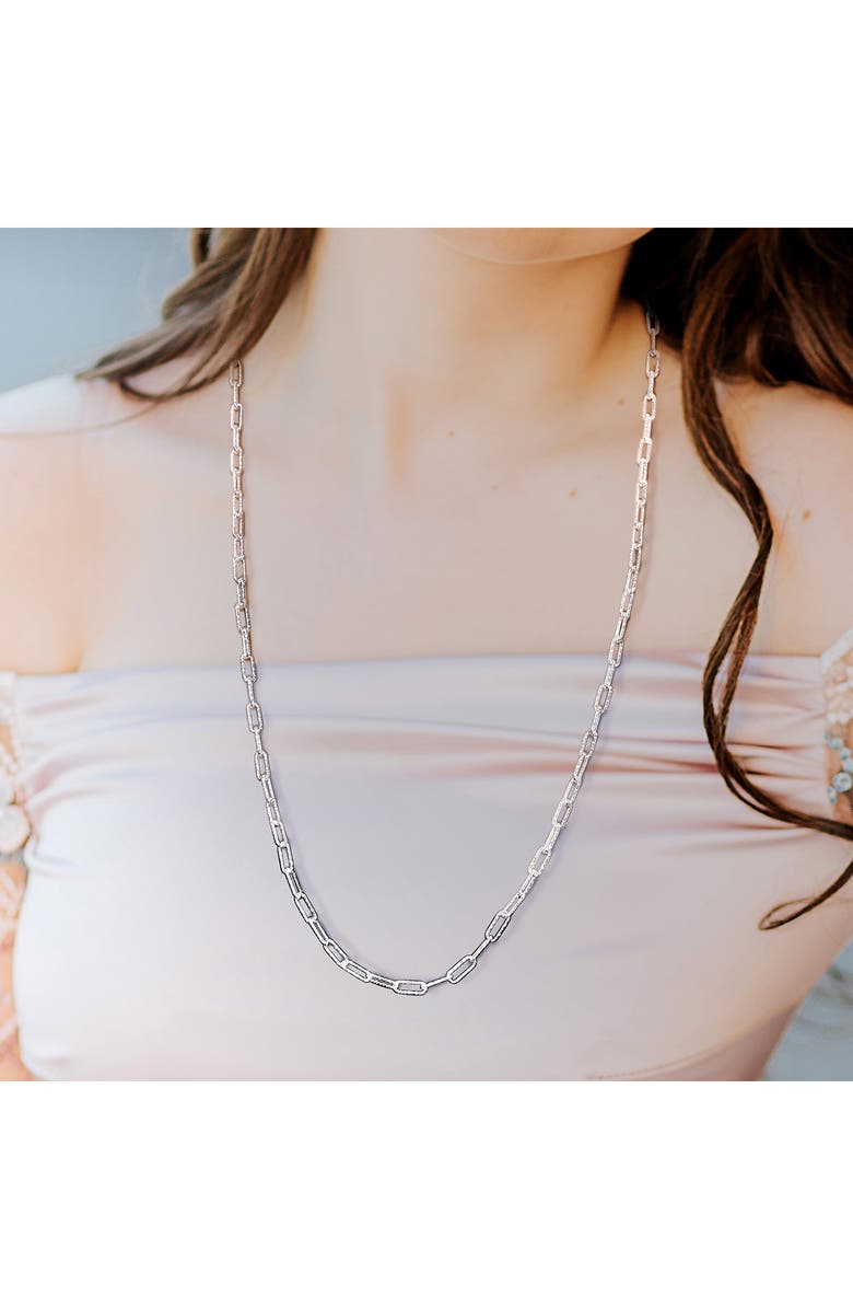 DELMAR Textured Paper Clip Chain Necklace, Alternate, color, Silver