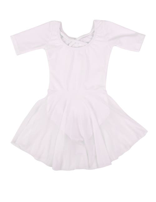 Leveret Girls Short Sleeve Skirted Leotard In White
