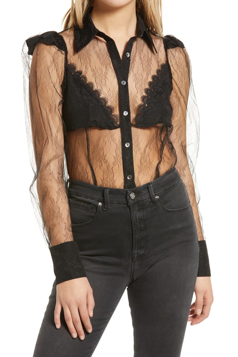 Chesil Sheer Mesh Shirt, Main, color, BLACK