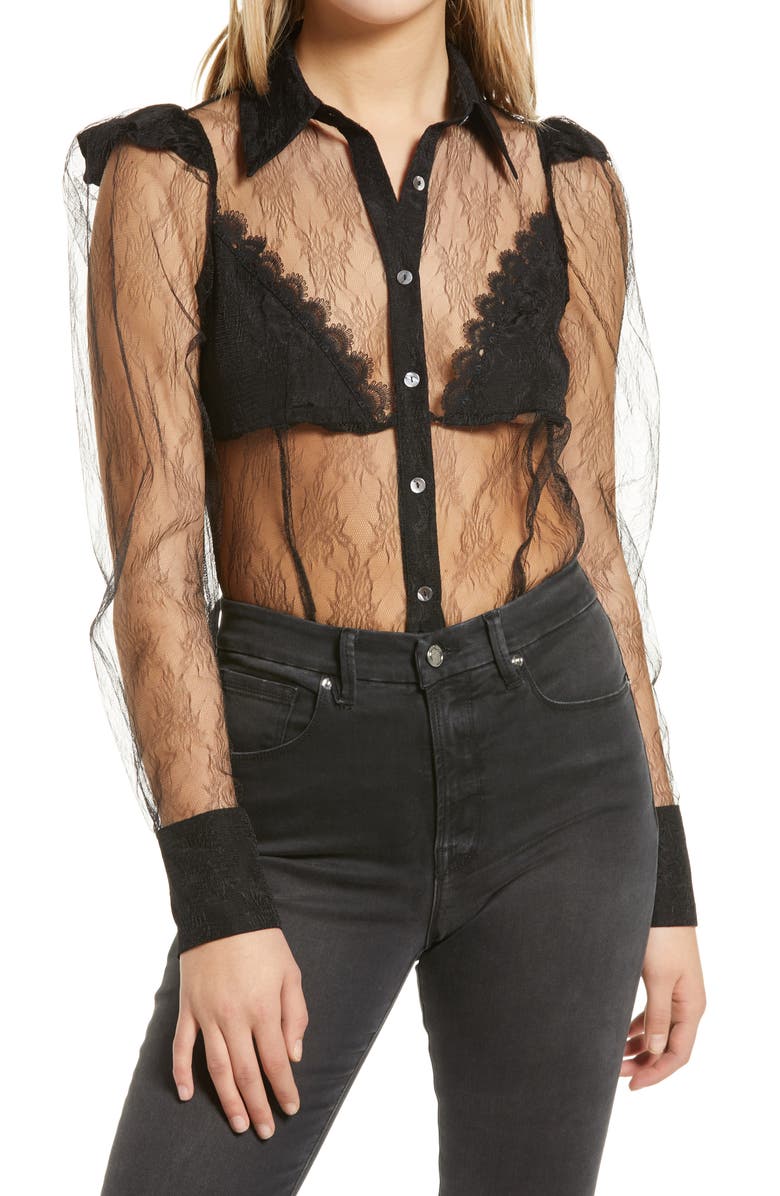 Amy Lynn Chesil Sheer Mesh Shirt, Main, color, 