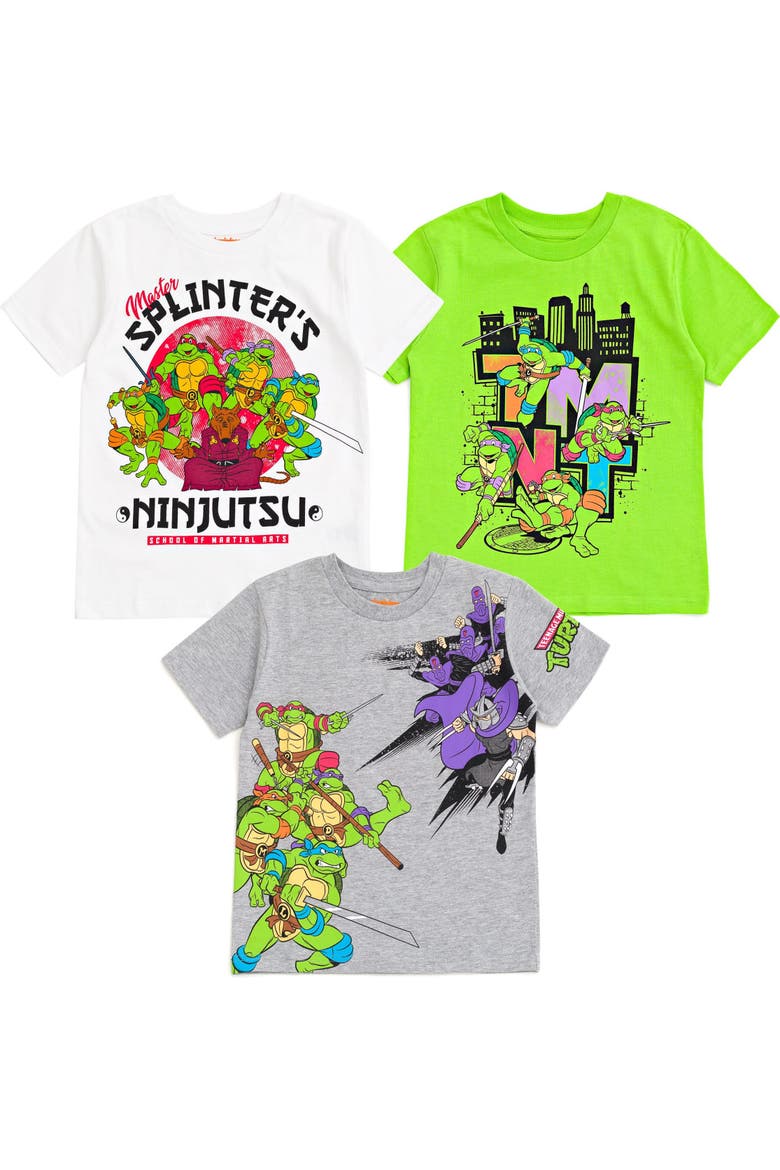 Sensory Friendly 3-Pack T-Shirts, Main, color, White Grey Green