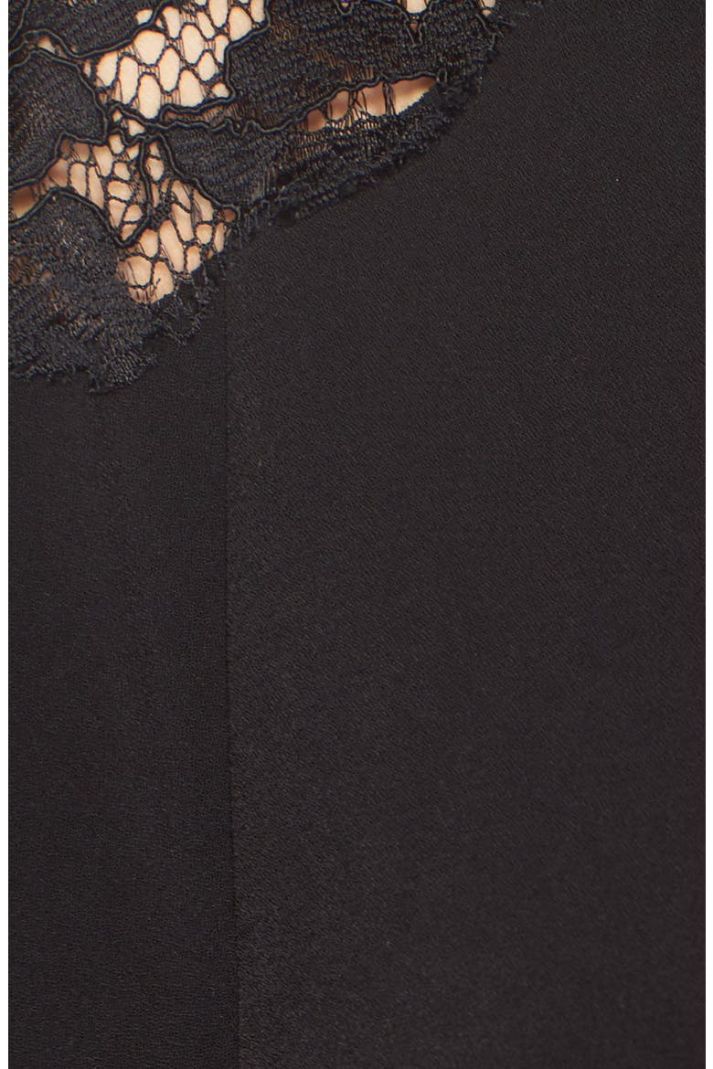 Lace Shoulder Crepe A-Line Dress, Alternate, color, BLACK