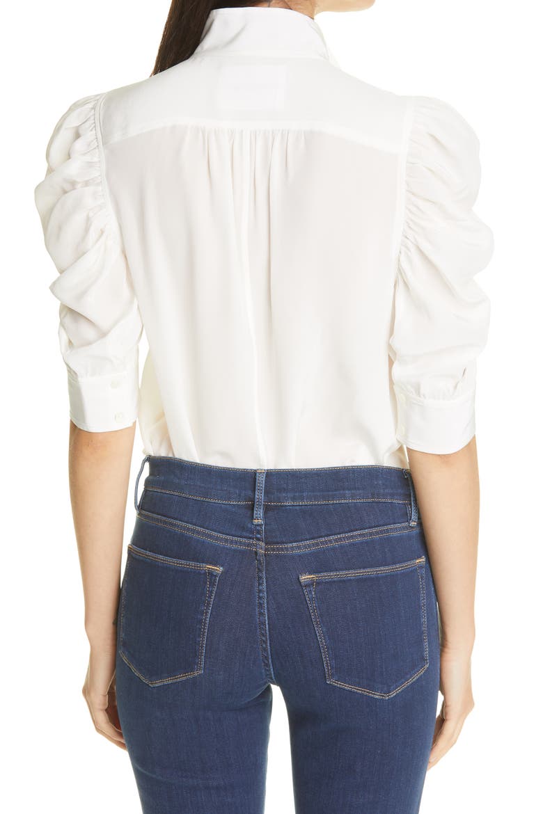 Gillian Puff Sleeve Silk Blouse, Alternate, color, OFF WHITE