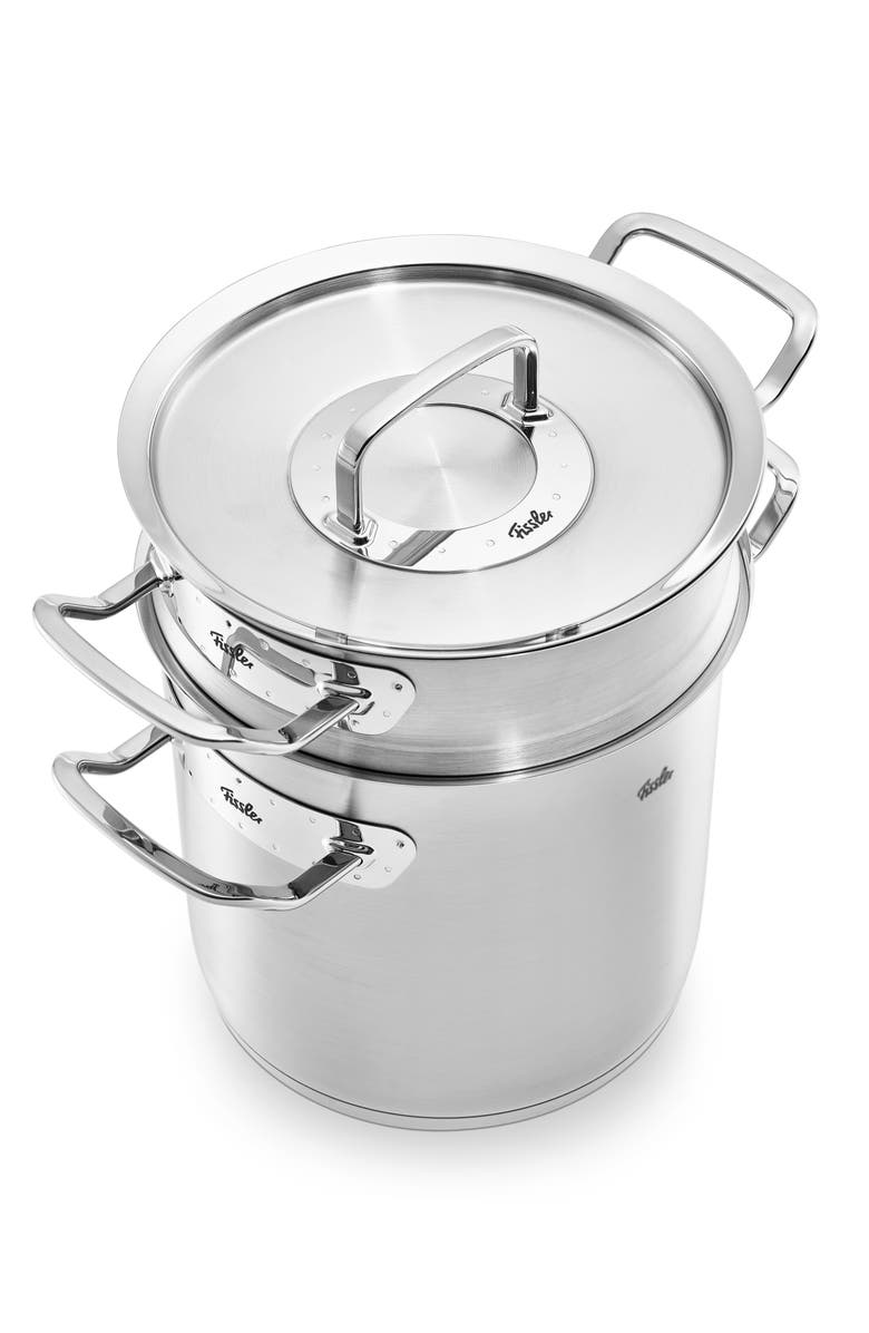 Fissler Original-Profi Collection Stainless Steel Multipot with Steamer Insert and Metal Lid, Alternate, color, Stainless Steel