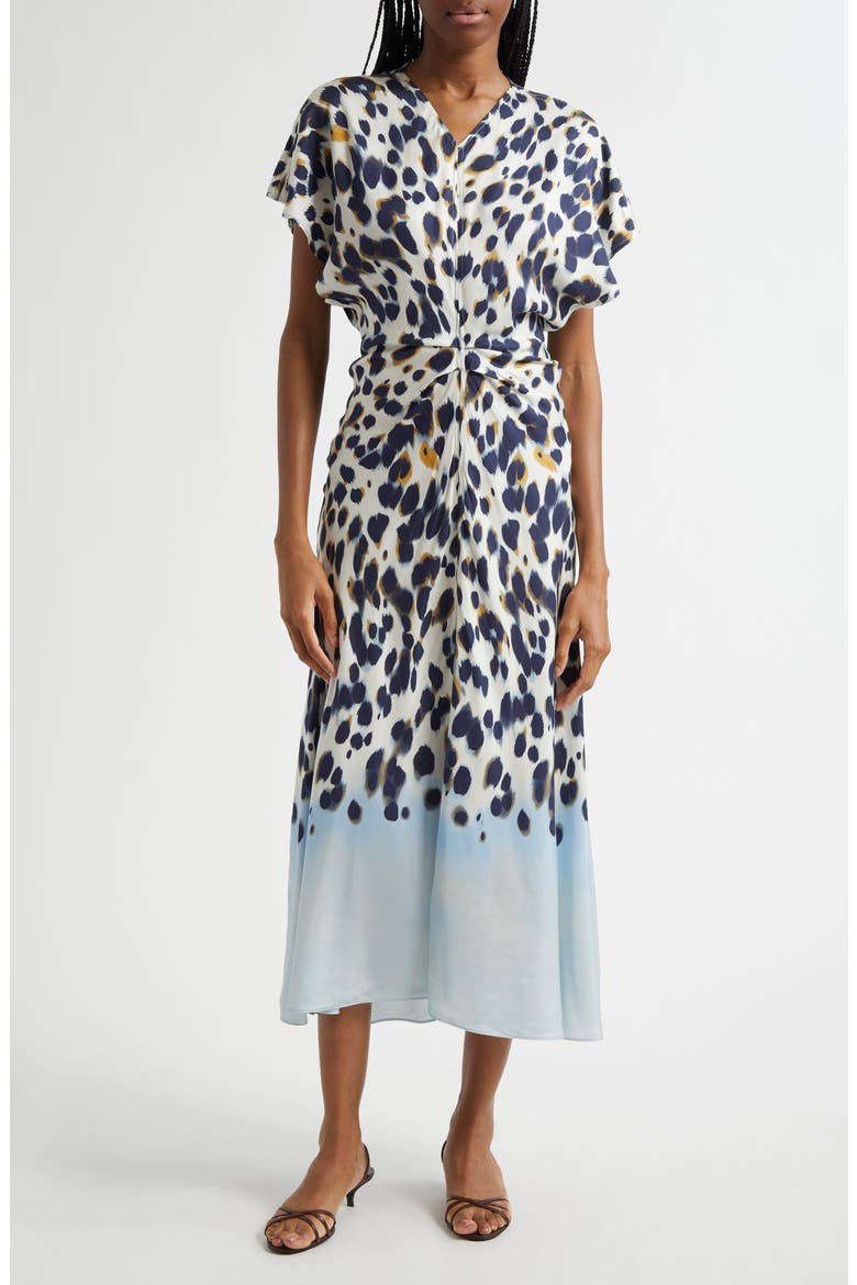 Rem Dot Print A-Line Dress, Main, color, NAVYLIGHT