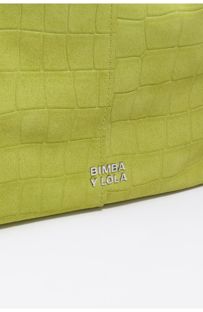Bimba y Lola Large Split Leather Shopper Bag, Alternate, color, Lime