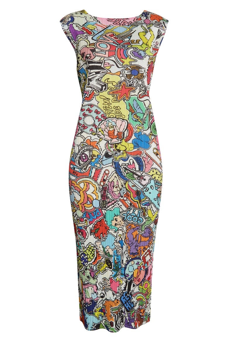 Omnibus Pleated Midi Dress, Alternate, color, MULTI
