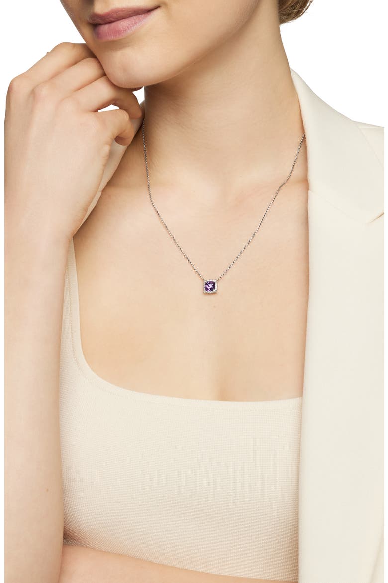Petite Chatelaine® Pavé Bezel Pendant Necklace, Alternate, color, SILVER PAVE/ AMETHYST