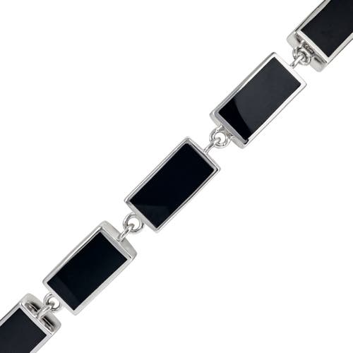 Jan Leslie Dash Rectangle Link Bracelet In Black