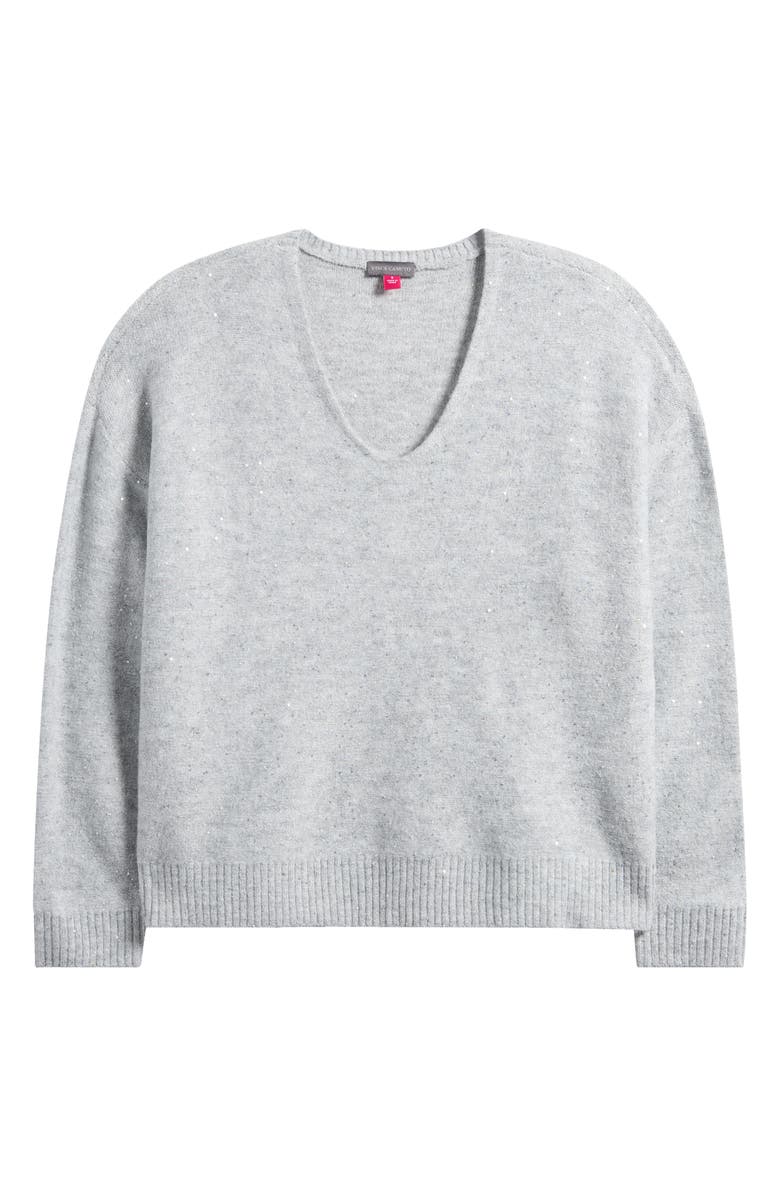 Vince Camuto Sequin Detail V-Neck Sweater, Alternate, color, Vapor