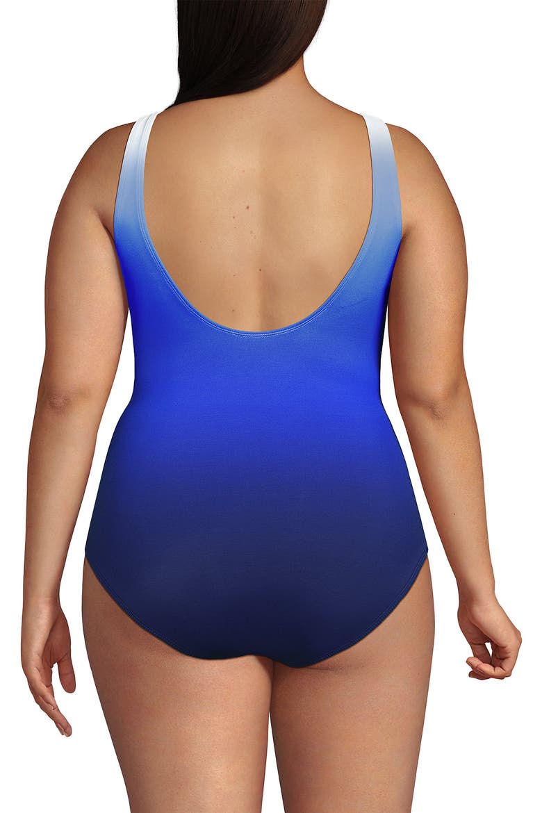 SlenderSuit Wrap One Piece Swimsuit, Alternate, color, Deep Sea Navy/Sapphire Ombre