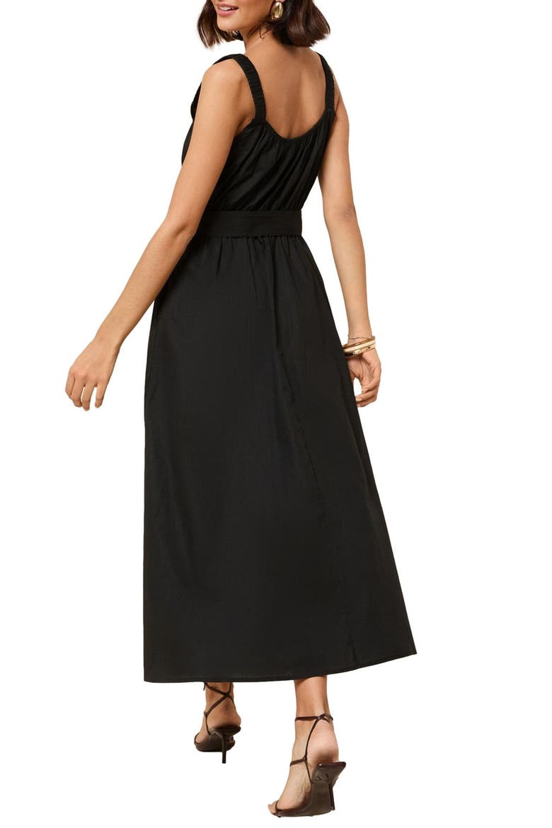 Belted Cotton Maxi Dress, Alternate, color, BLACK