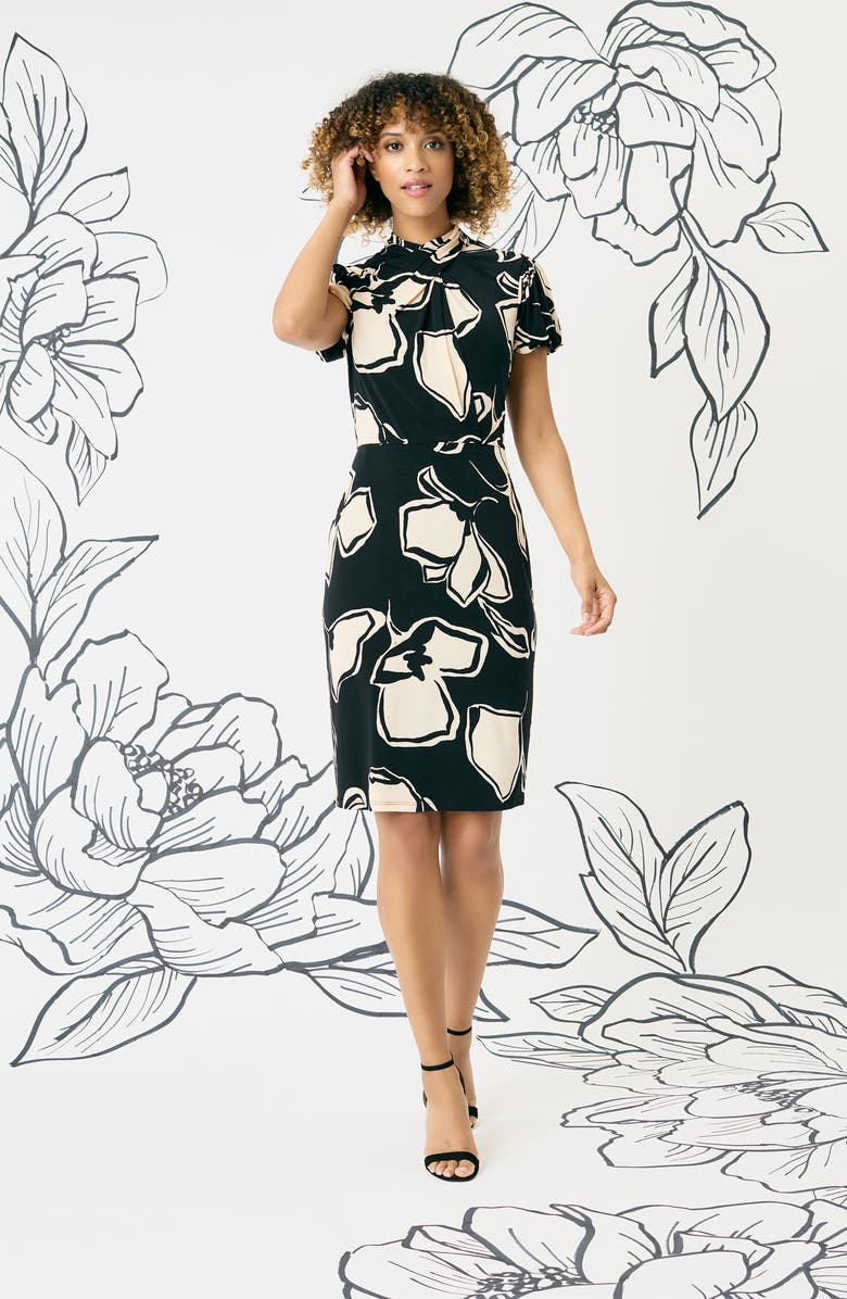 Maggy London Floral Twist Neck Sheath Dress, Alternate, color,