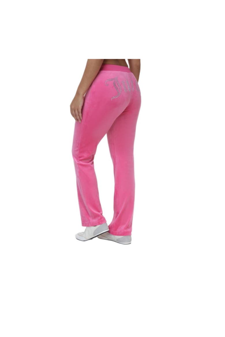 Rib Waist Velour Track Pant, Bubblegum, Alternate, color, BUBBLEGUM