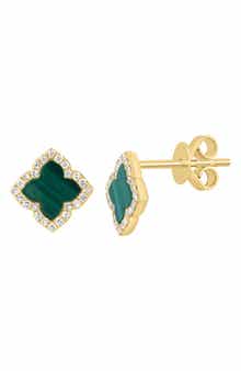 EFFY Malachite & Diamond Clover Earrings