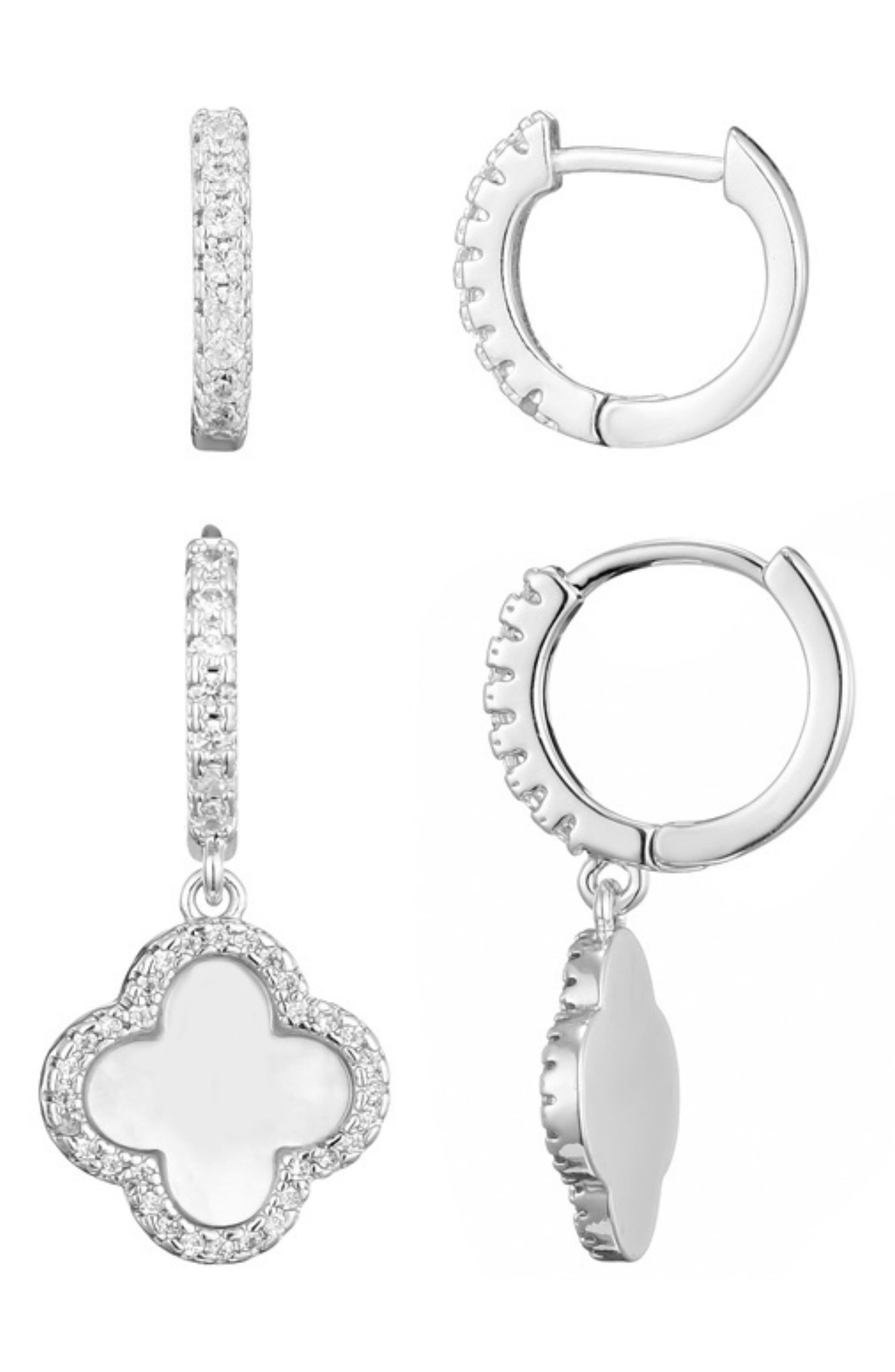 Adornia Set of 2 Halo Mother-of-Pearl Hoop Earrings