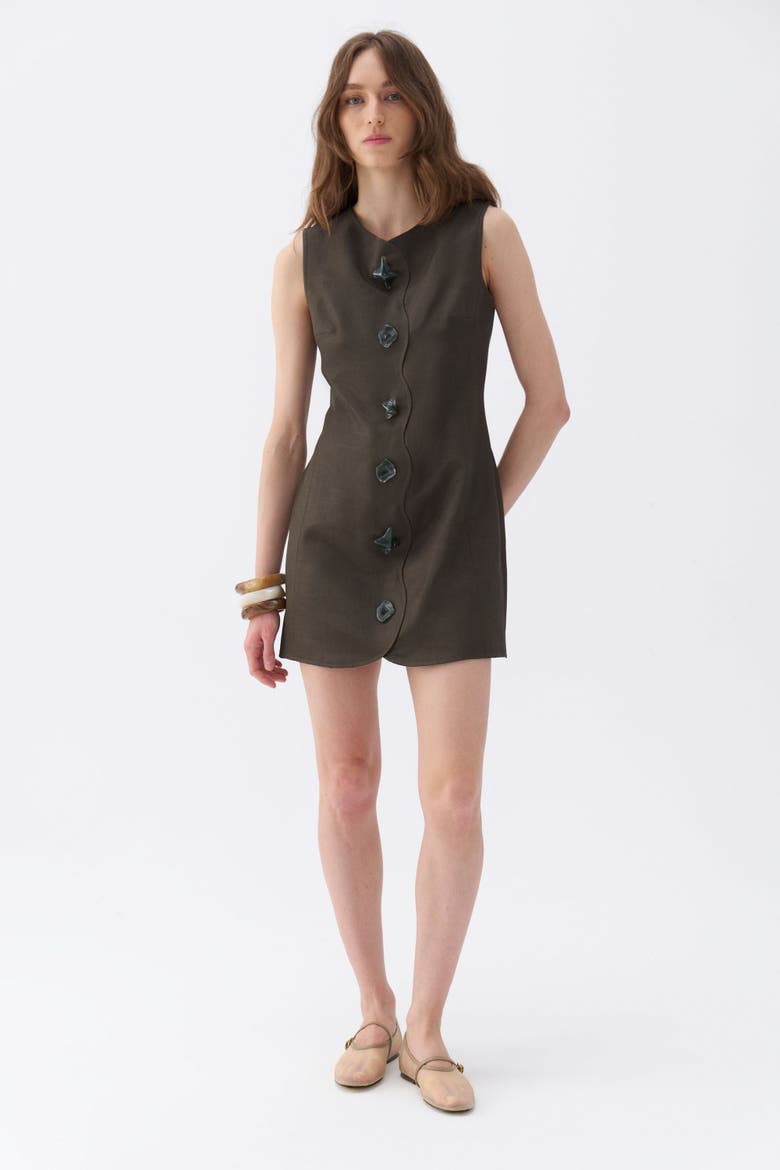 Seashell Accessorized Mini Dress, Alternate, color, Khaki