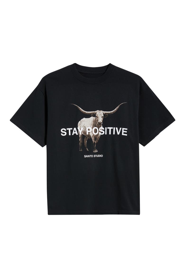 Positivity Cotton Graphic T-Shirt, Alternate, color, BLACK