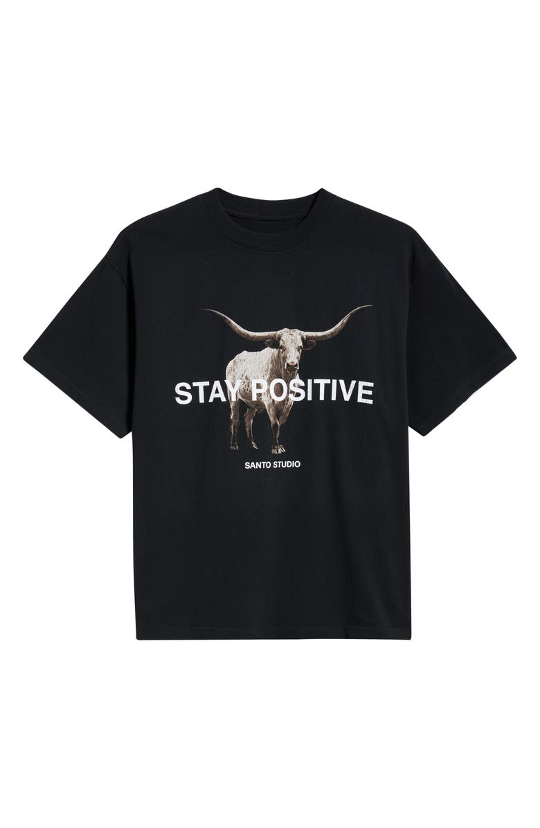 SANTO STUDIO Positivity Cotton Graphic T-Shirt, Main, color, Black