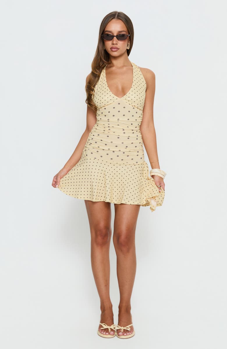 Princess Polly Mariellen Polka Dot Halter Minidress, Alternate, color, 