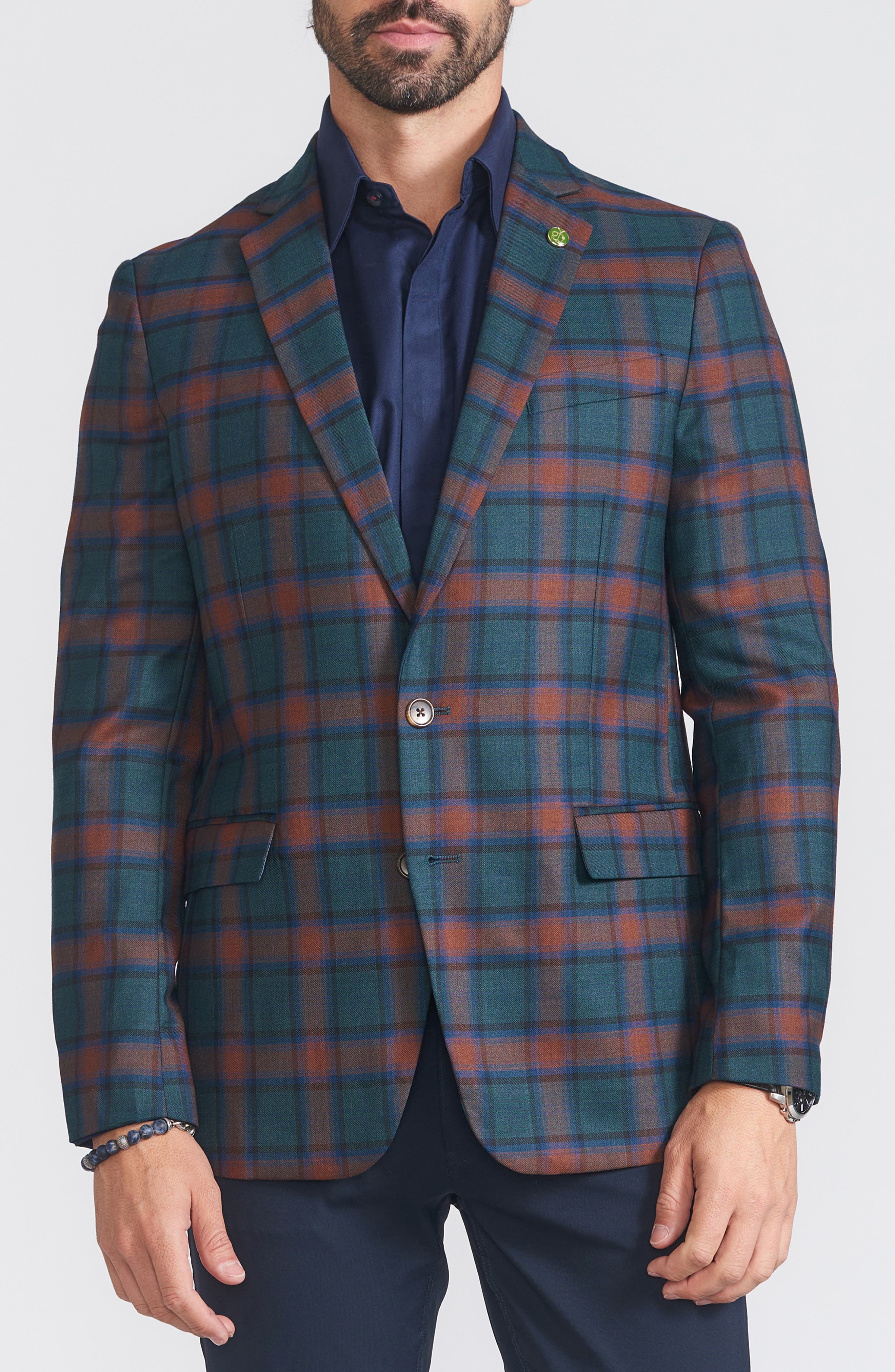 CRICKETEER Plaid Print Wool Blend Sport Coat