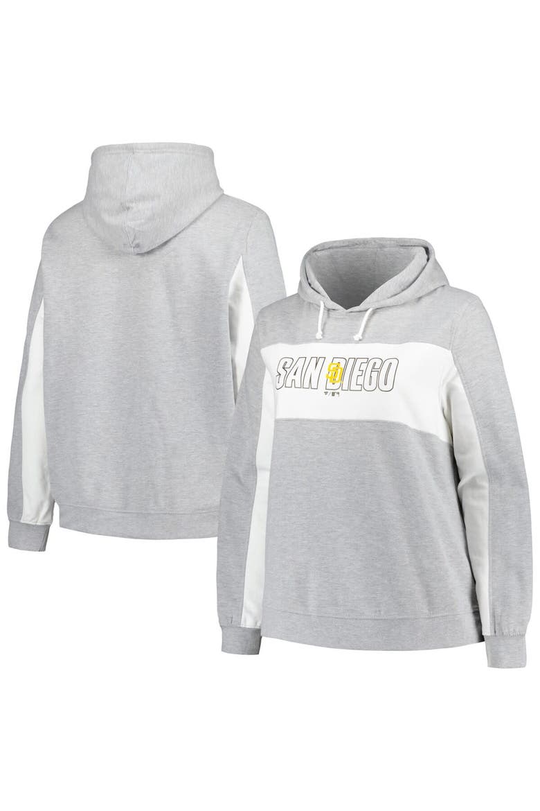 Women's Profile Heather Gray San Diego Padres Plus Size Pullover Hoodie, Alternate, color, Heather Gray