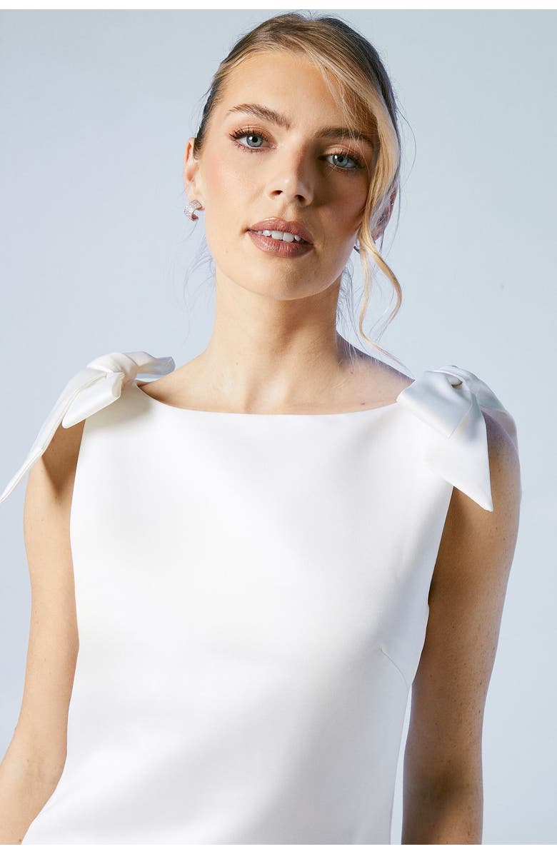 Coast Satin Bow Bridal Mini Dress, Alternate, color, Ivory