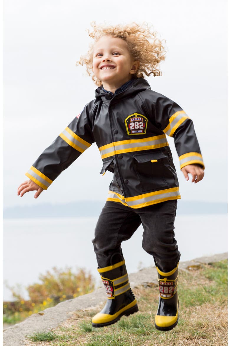 Fire Chief Raincoat, Alternate, color, BLACK