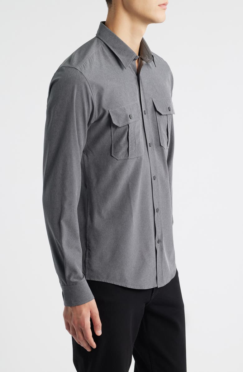 BOSS Roan Kent Slim Fit Performance Button-Up Shirt, Alternate, color, Grey
