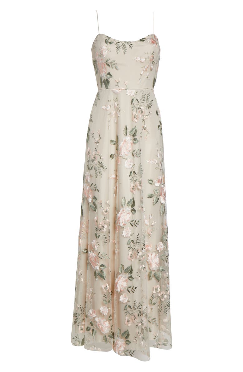 Jenny Yoo Drew Floral Embroidered Tulle Evening Dress, Alternate, color, 