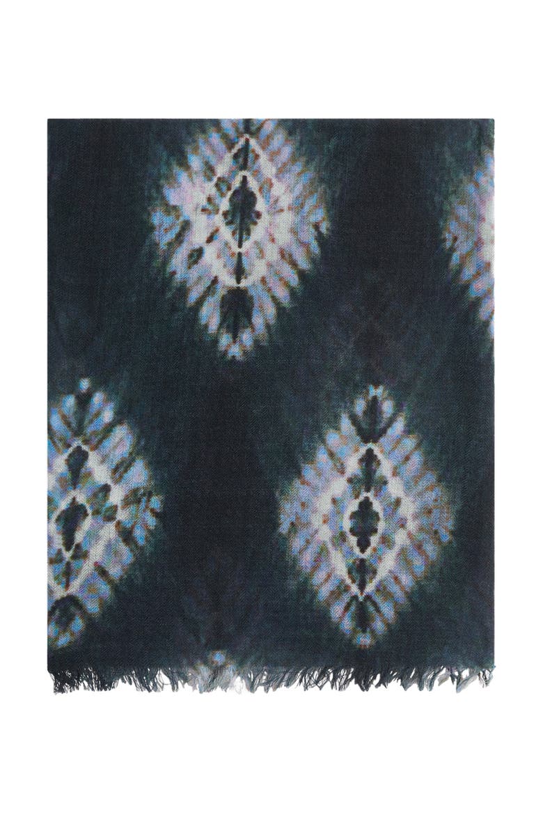 Sina Tie Dye Print Scarf, Main, color, Dark Green