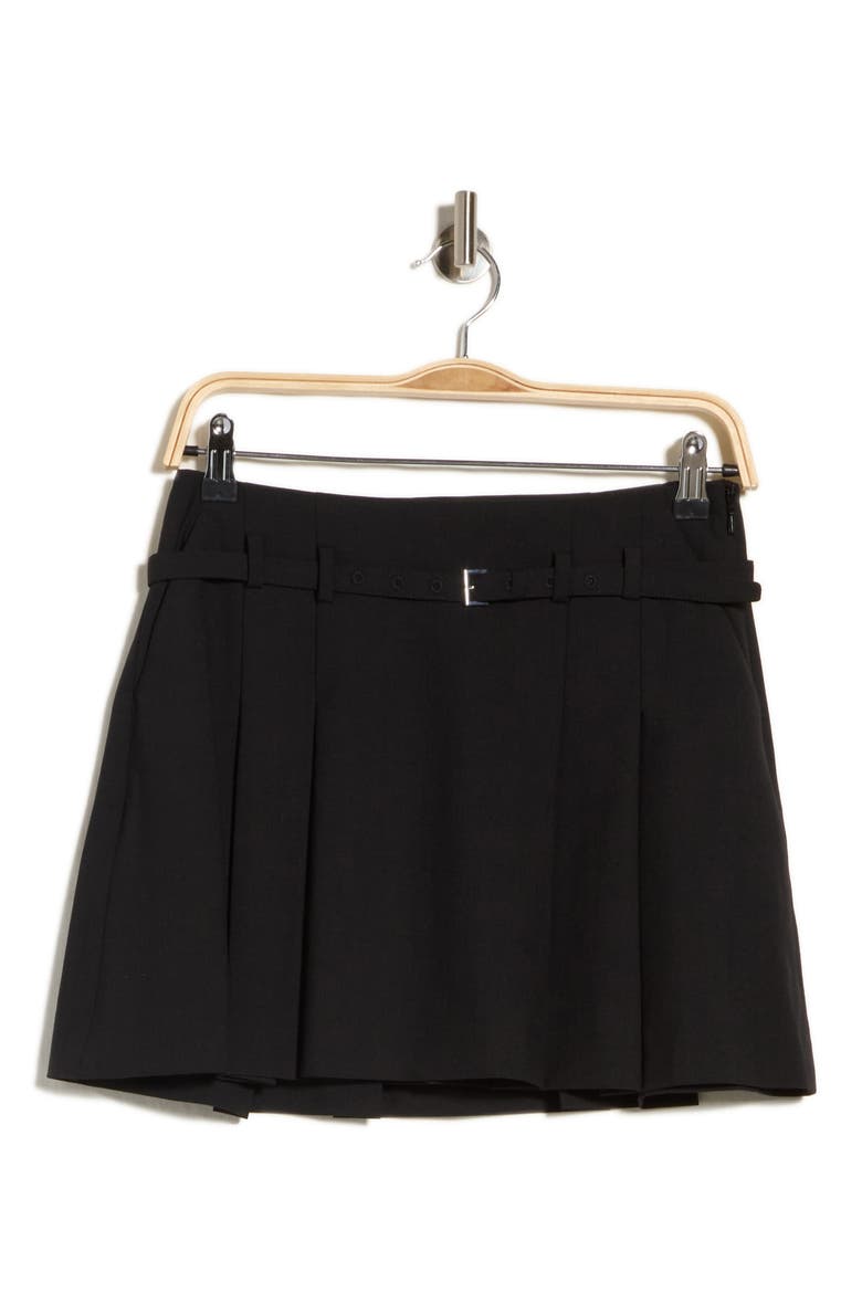 The Pleated Miniskirt, Main, color, BLACK