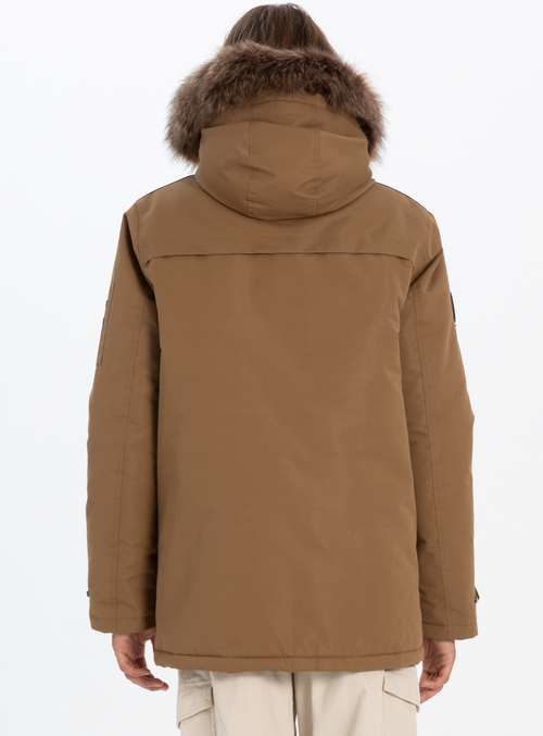 Point Zero Hooded Mid-length Parka In Wheat