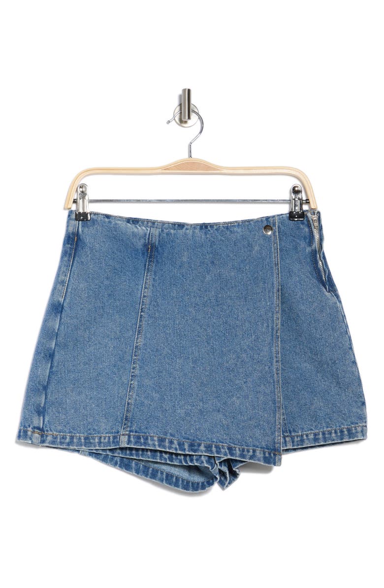 Vigoss Denim Faux Wrap Skort, Alternate, color,