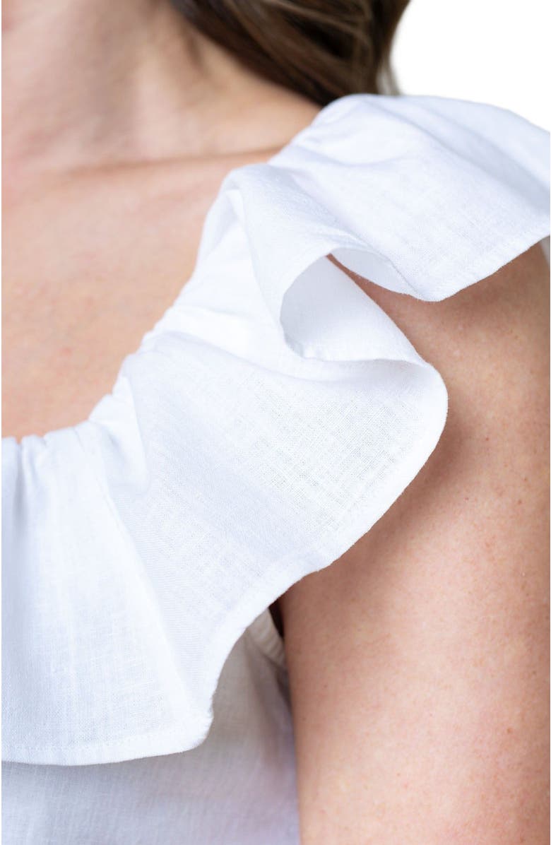 Hope & Henry Women's Linen Ruffle Collar Dress, Alternate, color, White Ruffle Collar