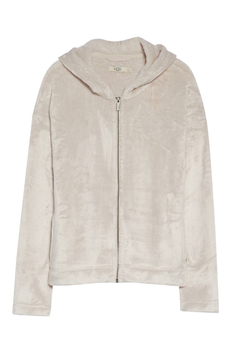 Tasha Double Face Fleece Zip Hoodie, Alternate, color, MOONBEAM