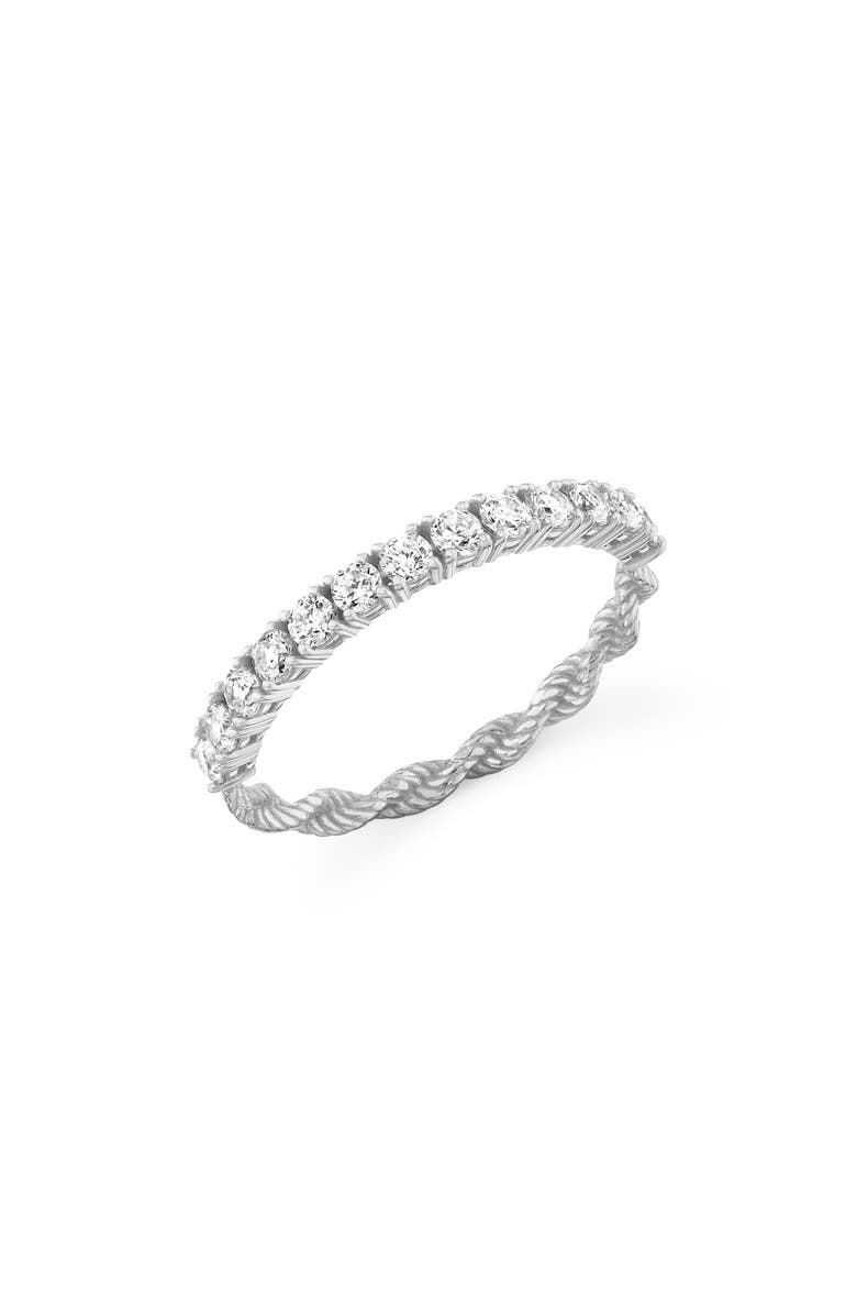 Crislu Cubic Zirconia Half Eternity Twisted Band Ring, Main, color, Pure Platinum / Clear Stone