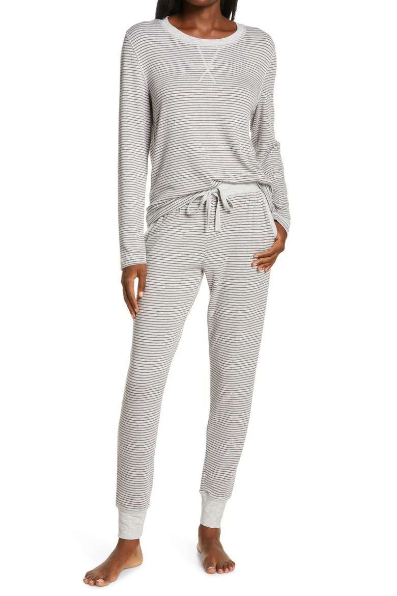 Feather Soft Pajamas, Main, color, GREY STRIPE