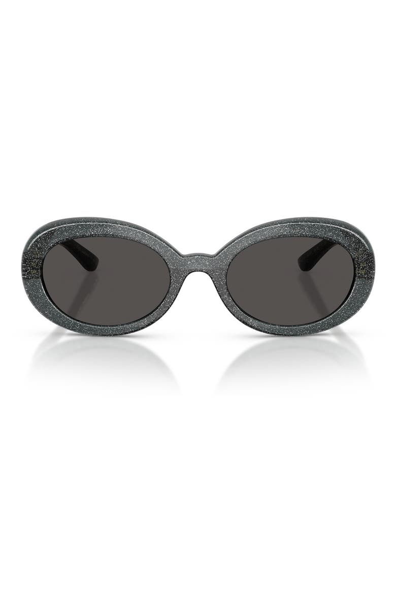 49mm Oval Sunglasses, Main, color, GLITTER BLACK / DARK GREY