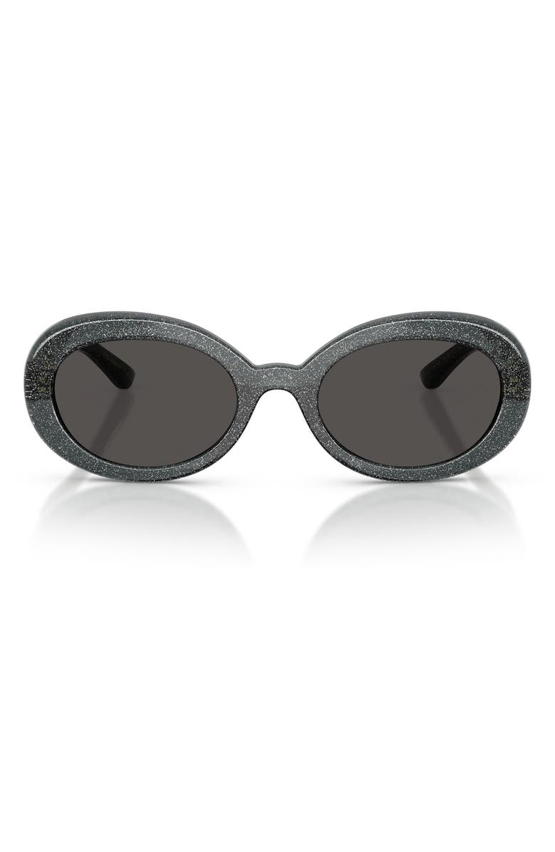 Dolce&Gabbana 49mm Oval Sunglasses, Main, color, Glitter Black / Dark Grey