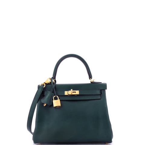 Kelly Handbag Green Swift with Gold Hardware 25