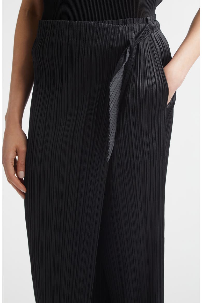 Facade Pleated Wrap Skirt, Alternate, color, BLACK