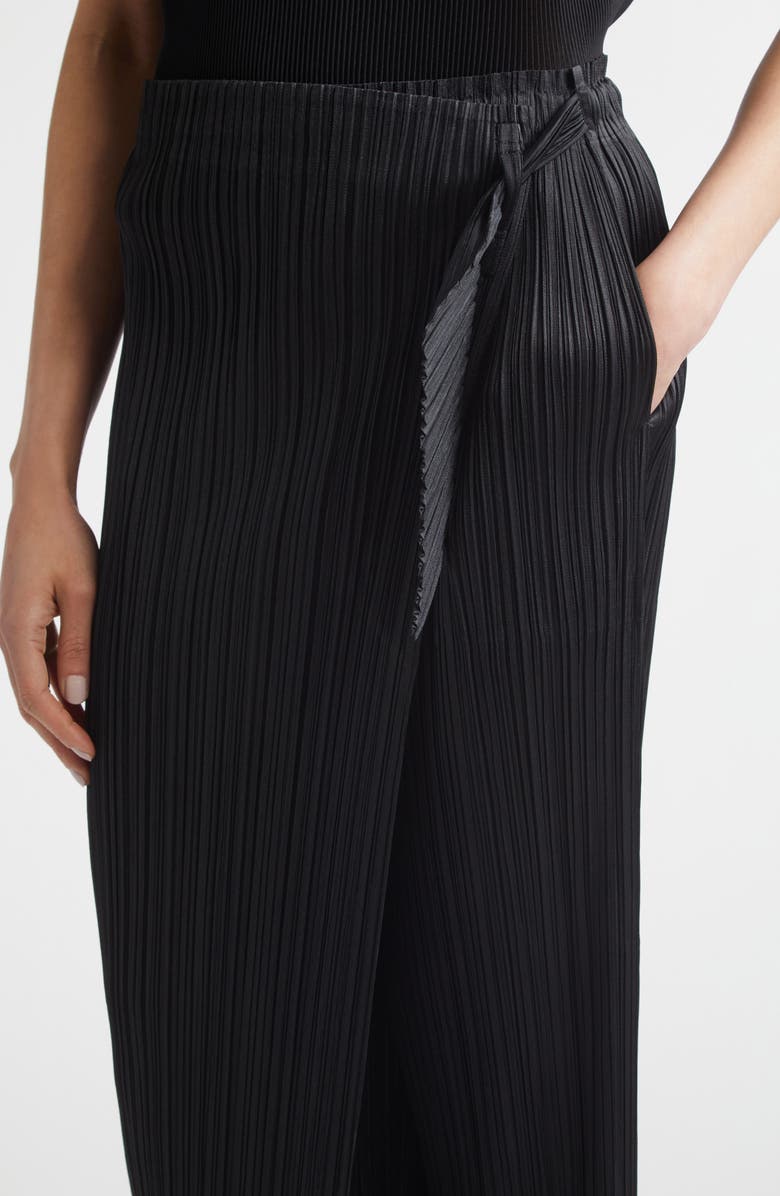 Pleats Please Issey Miyake Facade Pleated Wrap Skirt, Alternate, color, Black