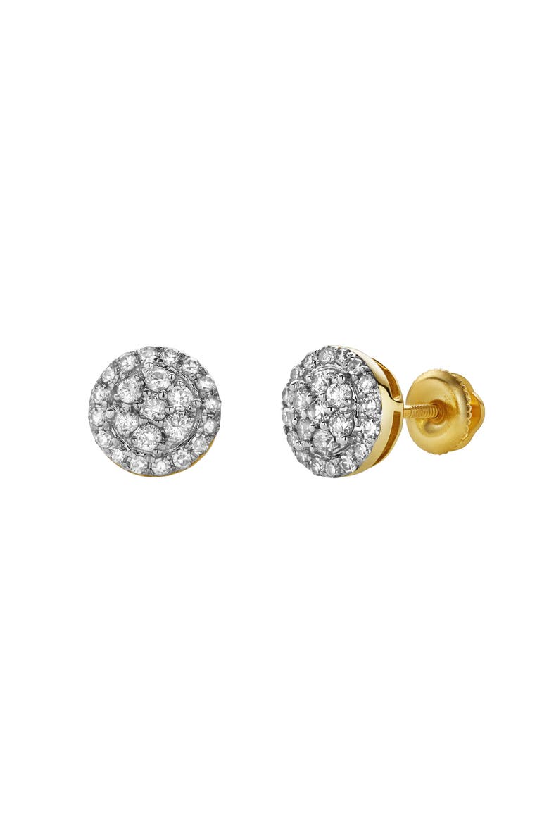 Solave 10K Yellow Gold Cluster Diamond Unisex Earrings - 0.39 Cts, Alternate, color, 10K Yellow Gold