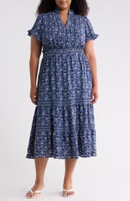 MAX STUDIO Flutter Sleeve Tiered Maxi Dress
