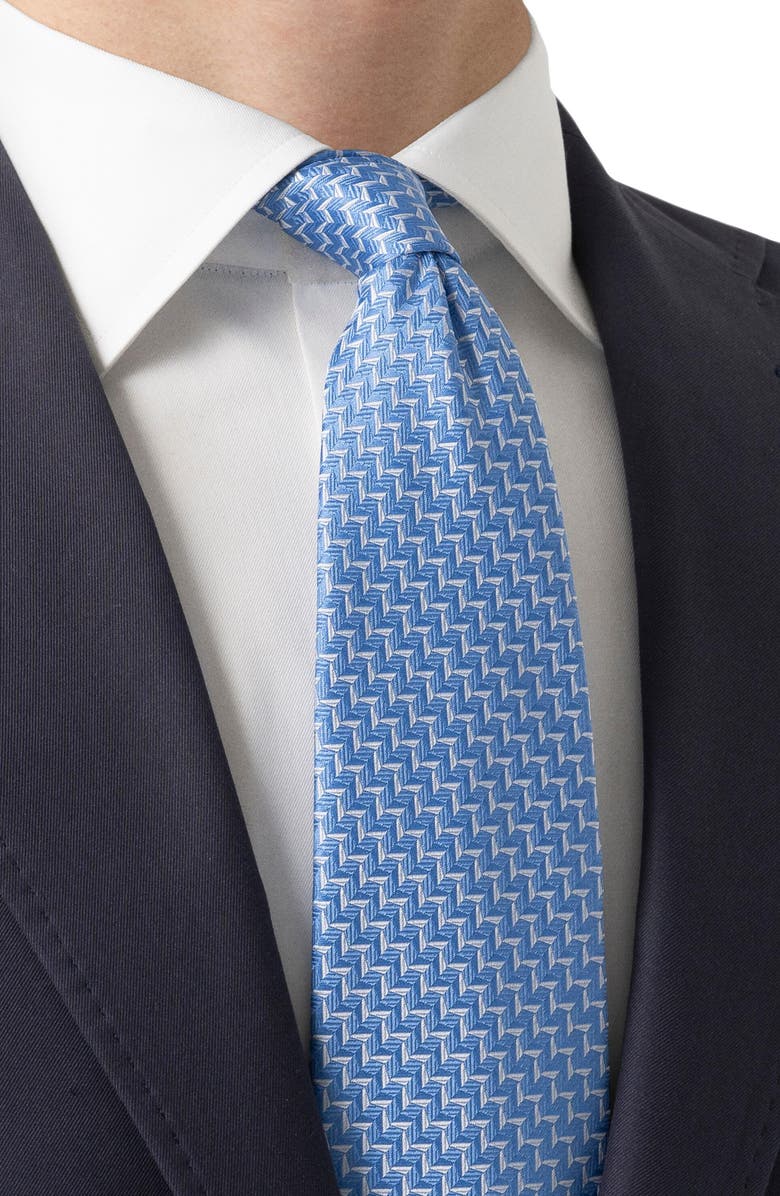 Eton Zigzag Jacquard Silk Tie, Alternate, color, Lt/ Pastel Blue