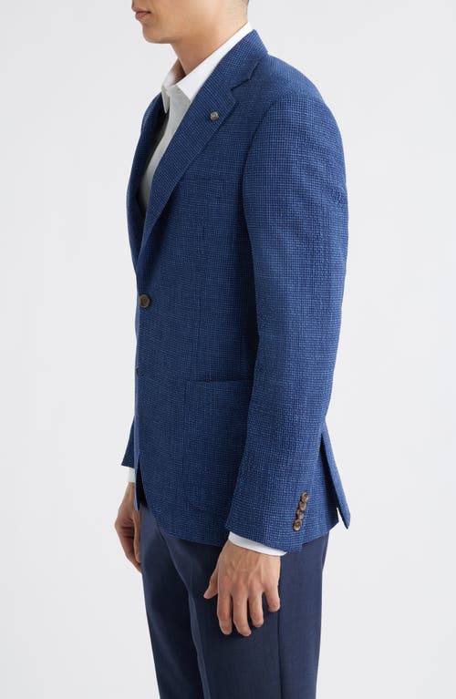 Jack Victor Myles Navy Check Wool Blend Seersucker Sport Coat