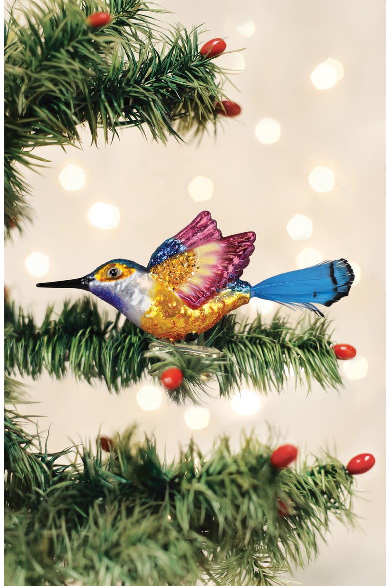 Vibrant Hummingbird Ornament, Alternate, color, BLUE/ GOLD MULTI