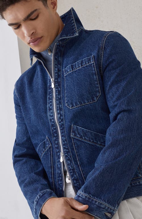 Brunello Cucinelli Zip-fastening Patch-pocket Denim Jacket In Brown